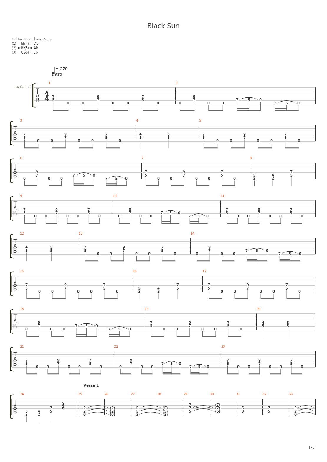 Black Sun吉他谱