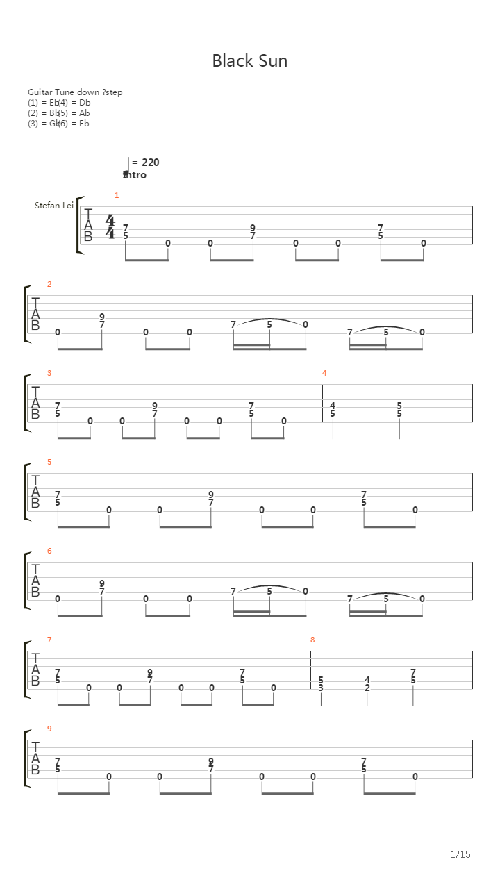 Black Sun吉他谱