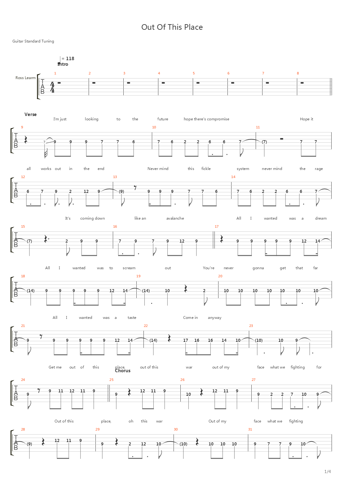 Out Of This Place吉他谱