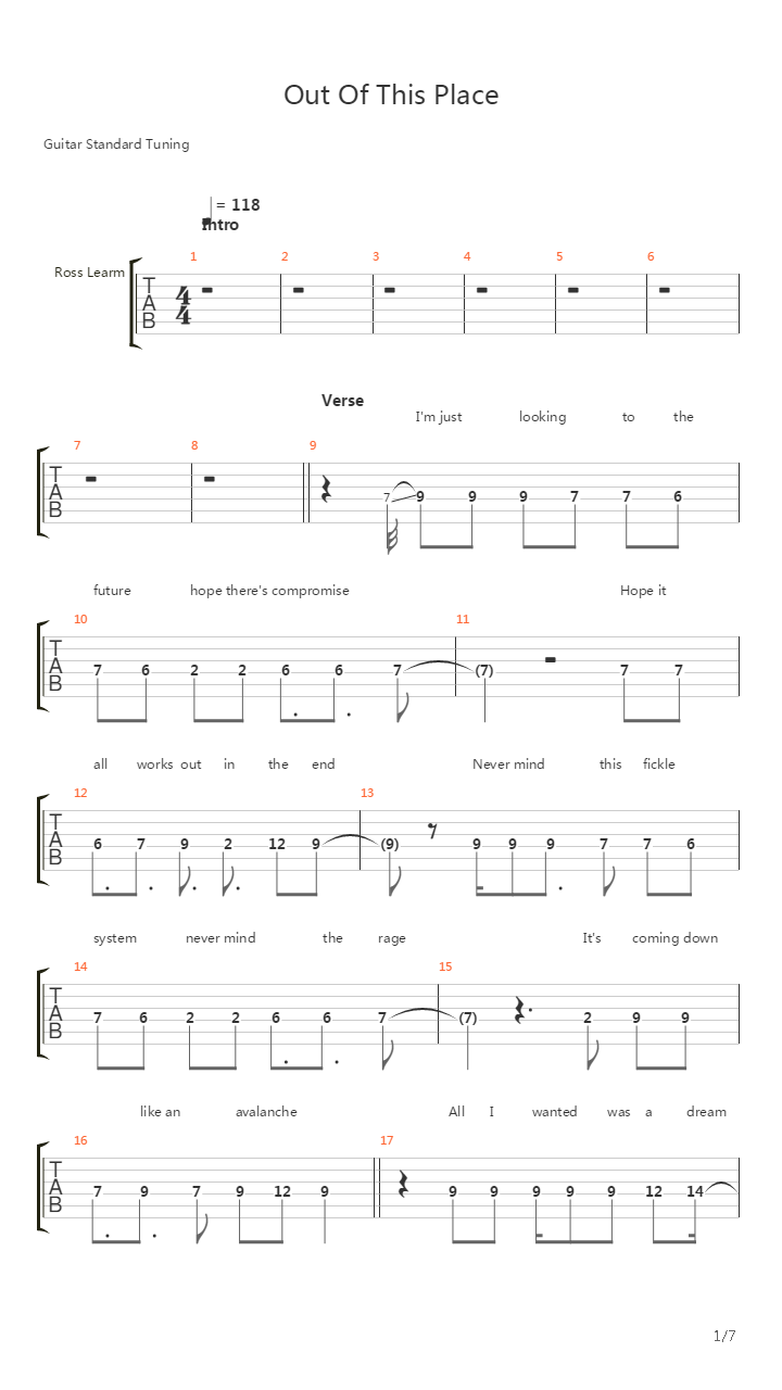 Out Of This Place吉他谱