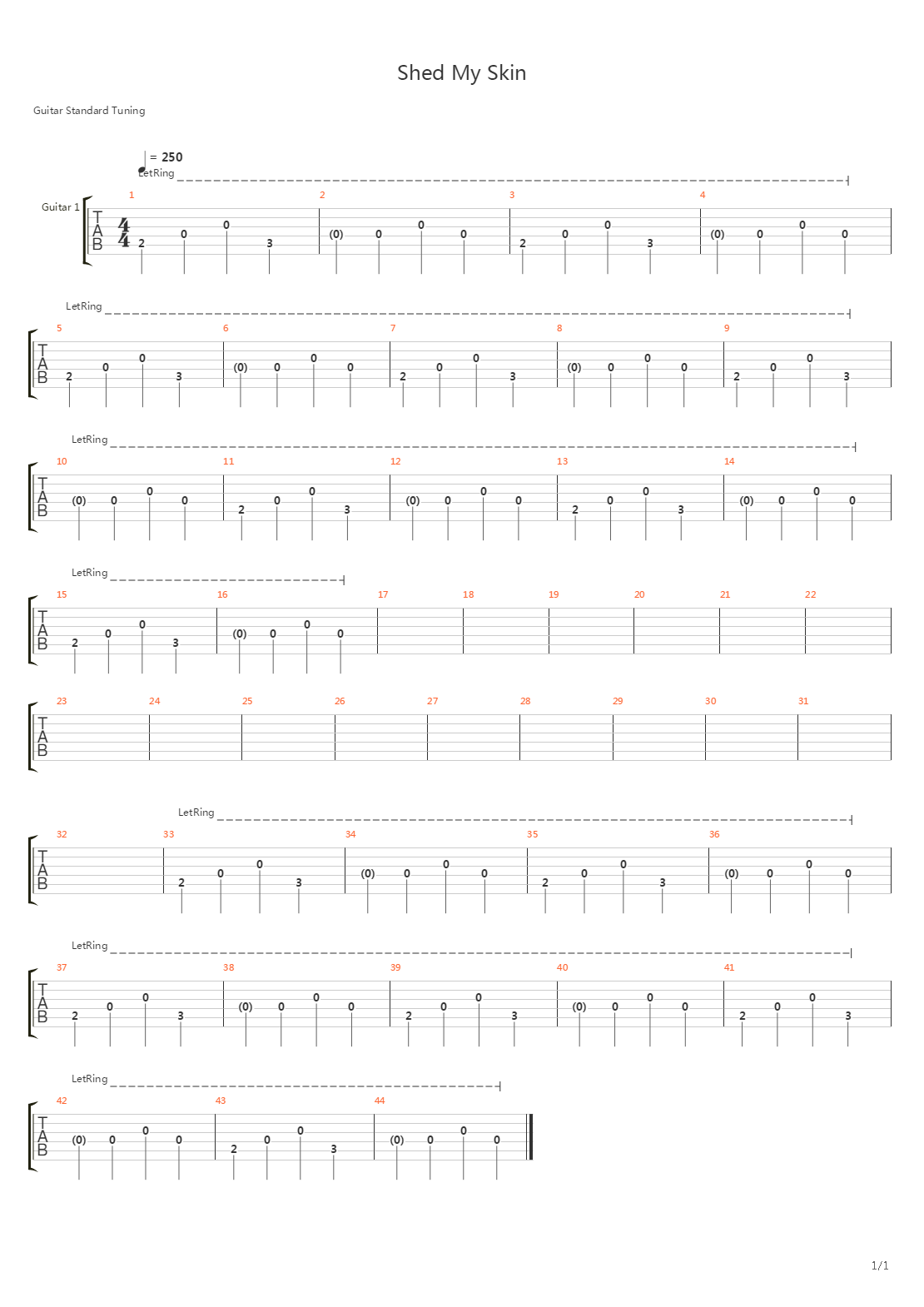 Shed My Skin吉他谱