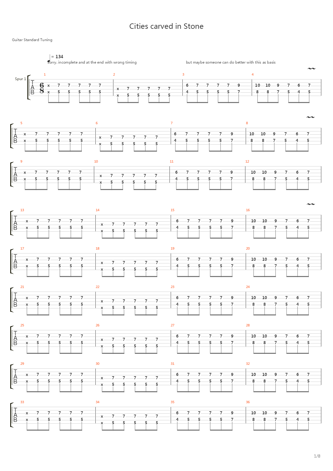 Cities Carved In Stone吉他谱