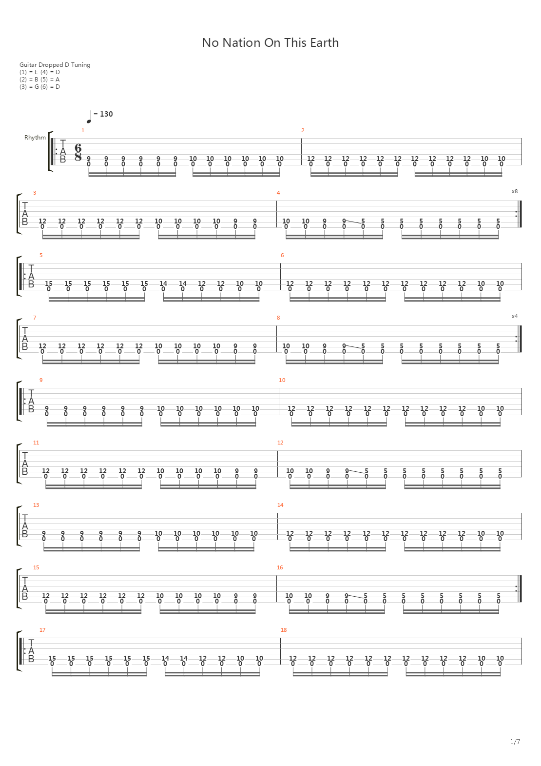 No Nation On This Earth吉他谱