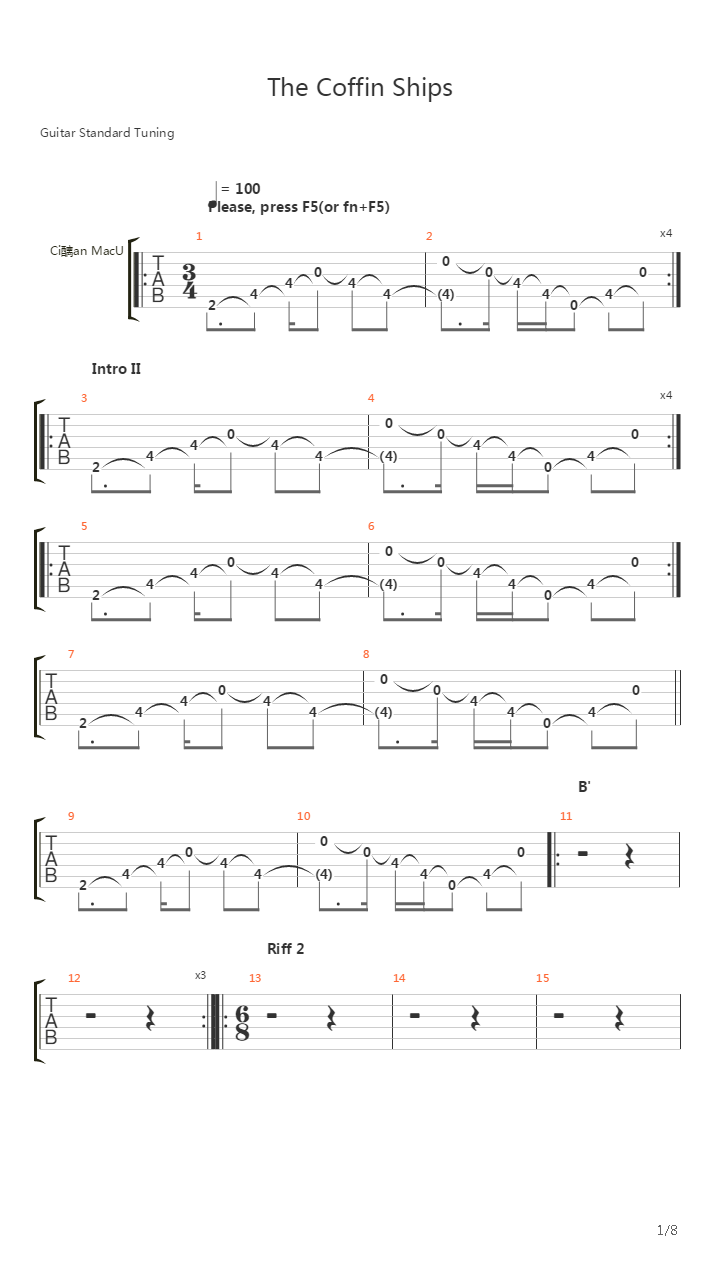 The Coffin Ships吉他谱