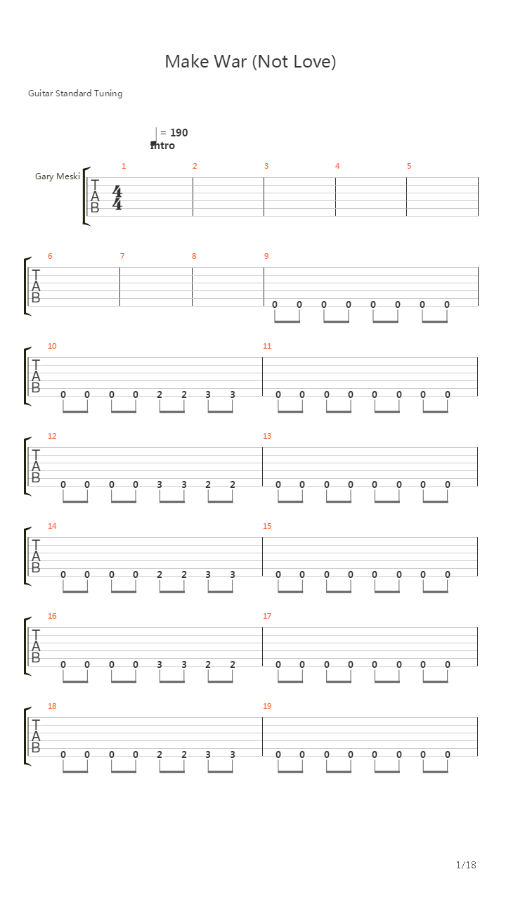 Make War Not Love吉他谱