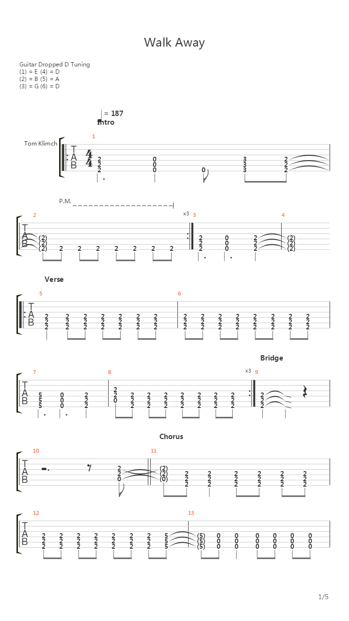 Walk Away吉他谱
