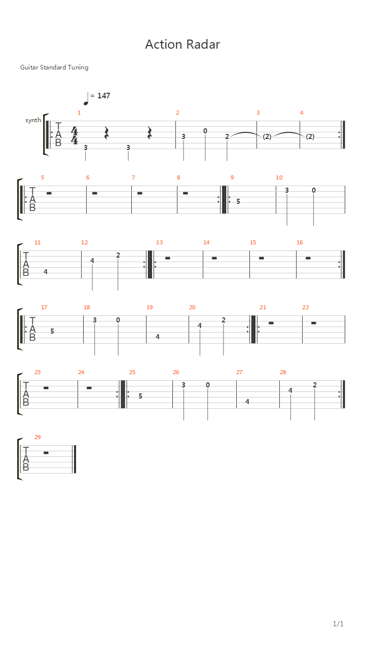 Action Radar吉他谱