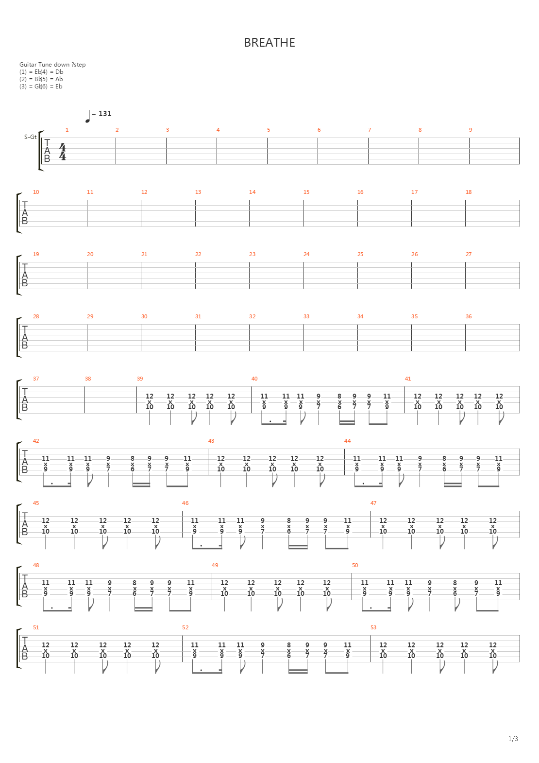 Breathe吉他谱