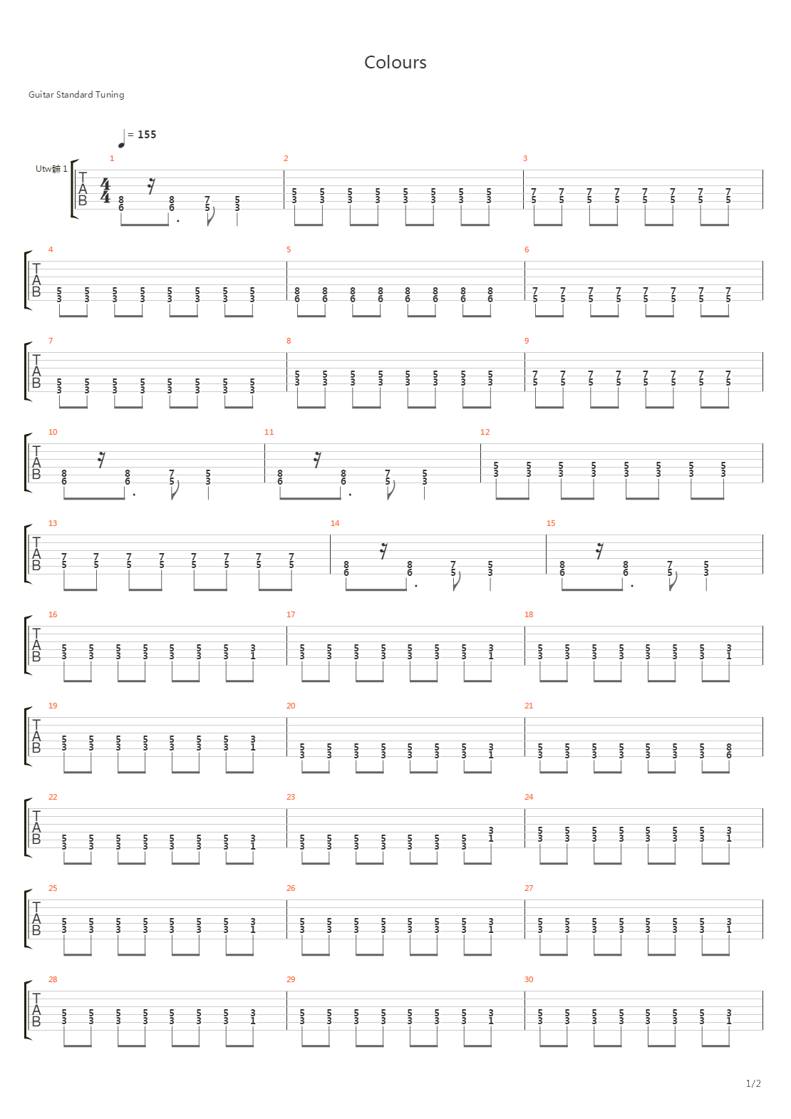Colours吉他谱