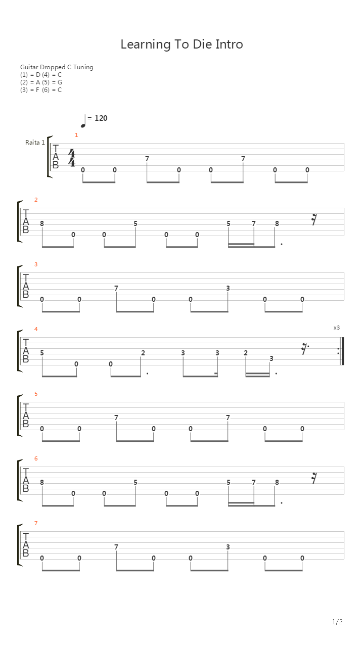 Learning To Die吉他谱