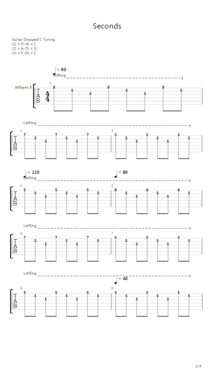 Seconds吉他谱
