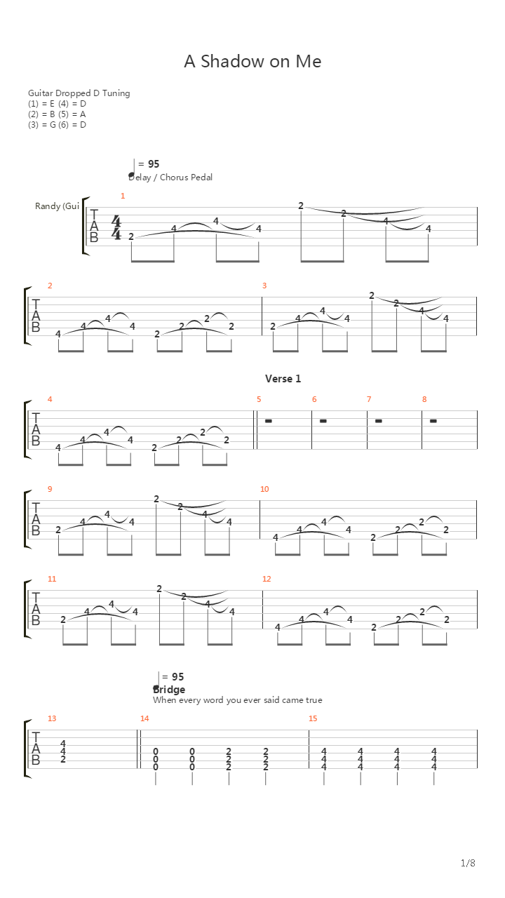 A Shadow On Me吉他谱