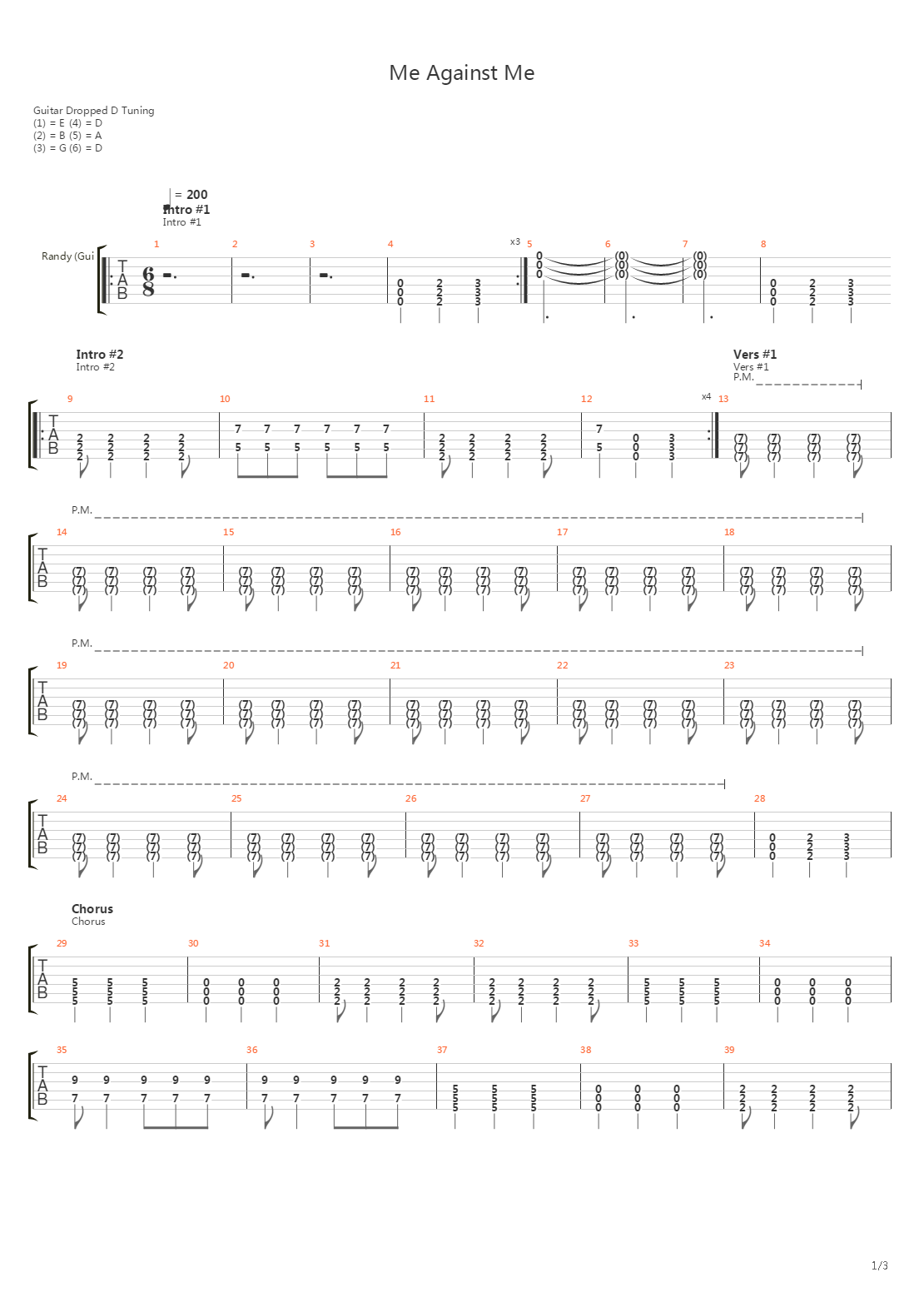 Me Against Me吉他谱