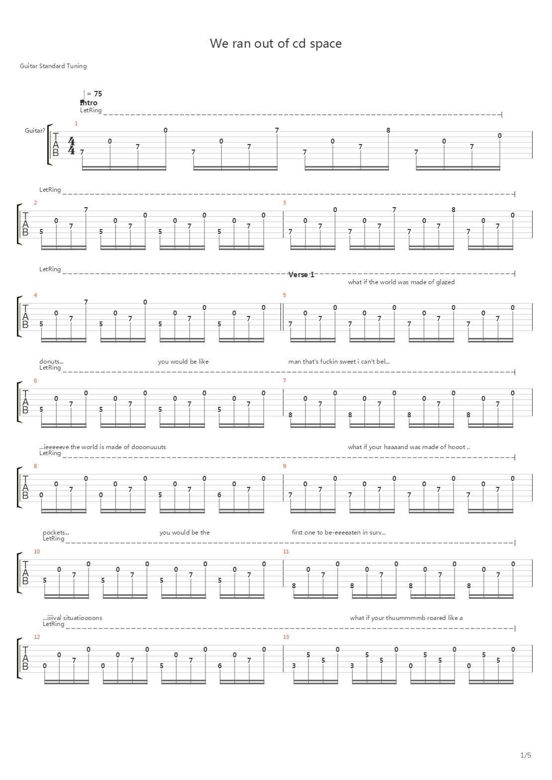 We Ran Out Of Cd Space吉他谱