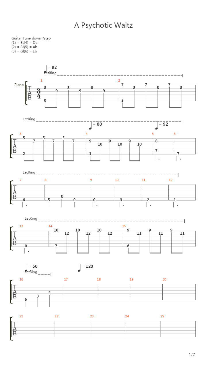 A Psychotic Waltz吉他谱