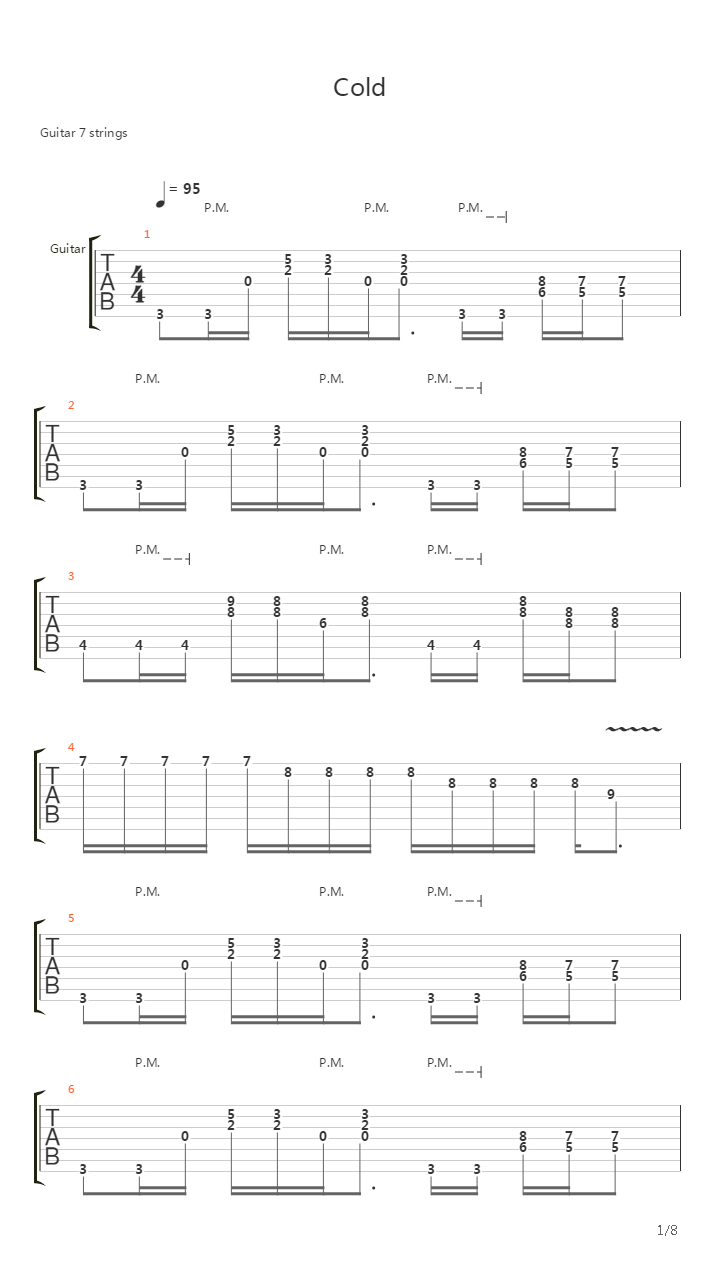 Cold吉他谱