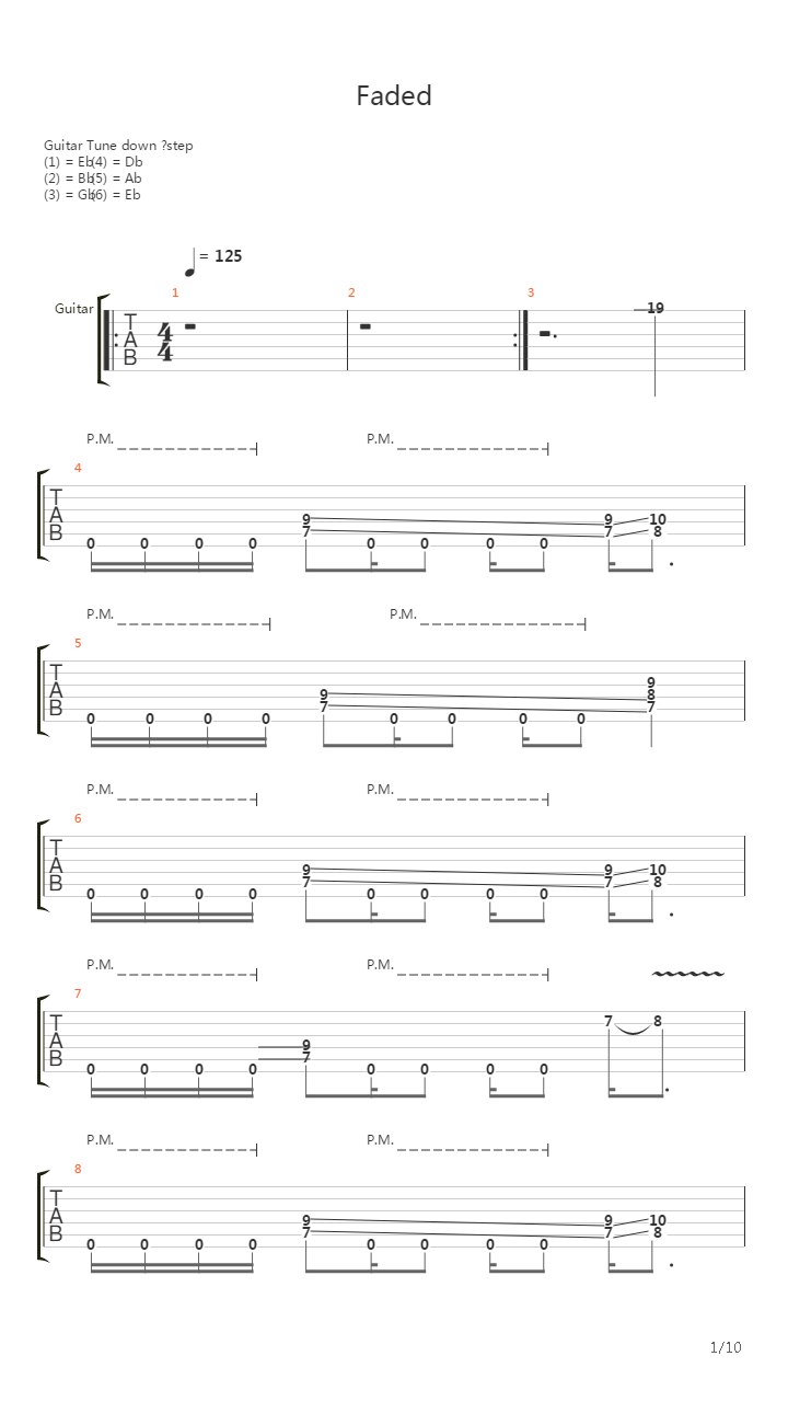 Faded吉他谱