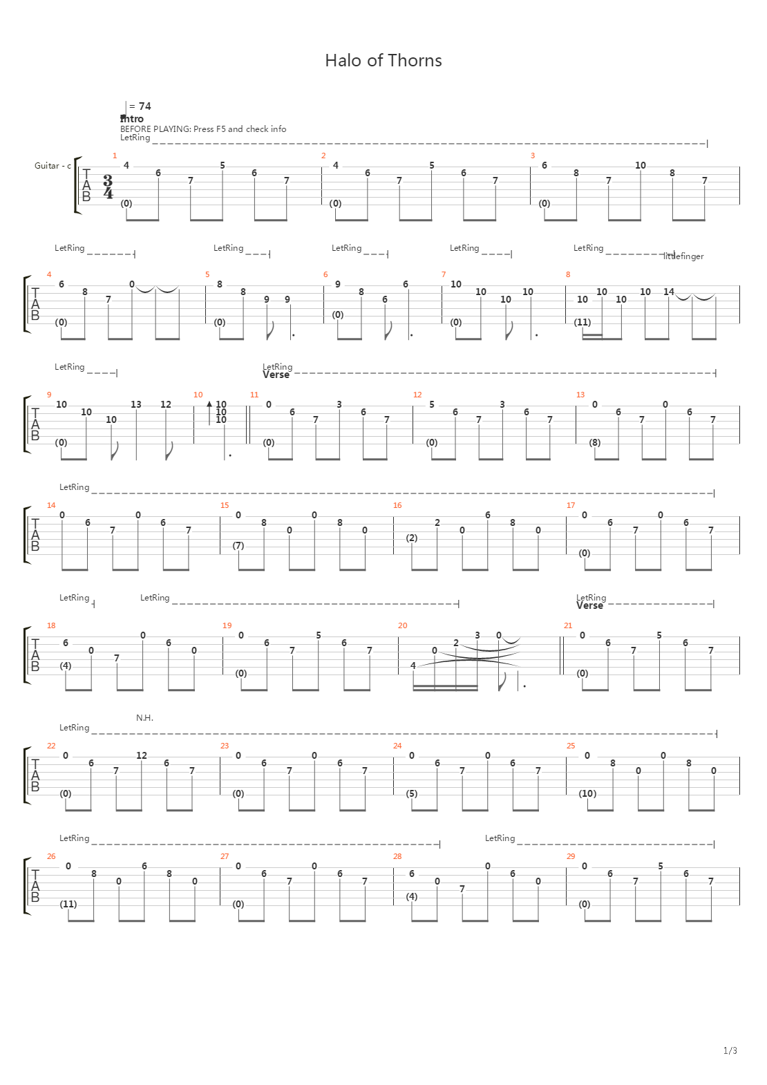 Halo Of Thorns吉他谱