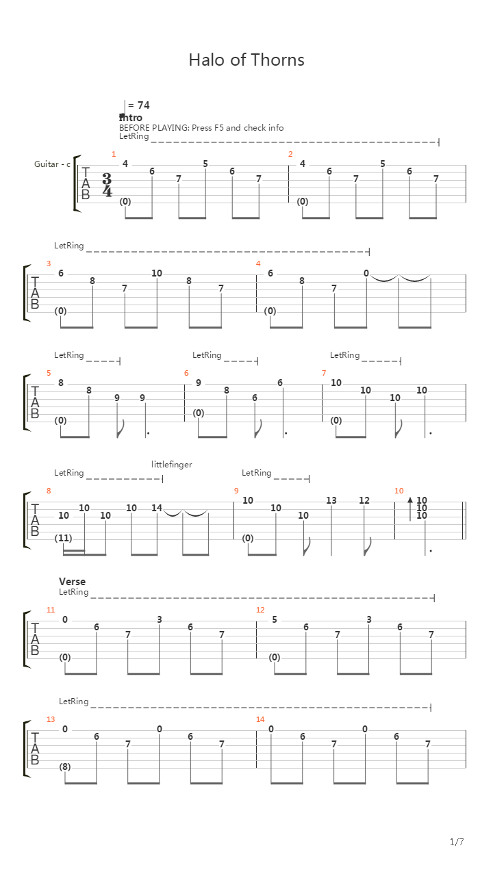 Halo Of Thorns吉他谱
