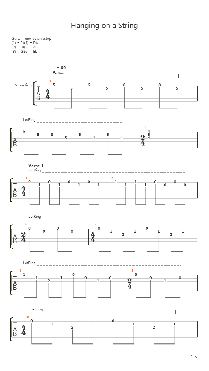 Hanging On A String吉他谱