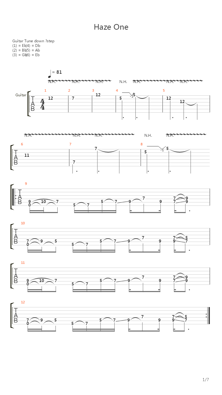 Haze One吉他谱