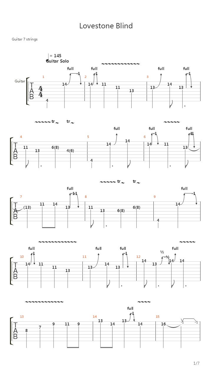Lovestone Blind吉他谱