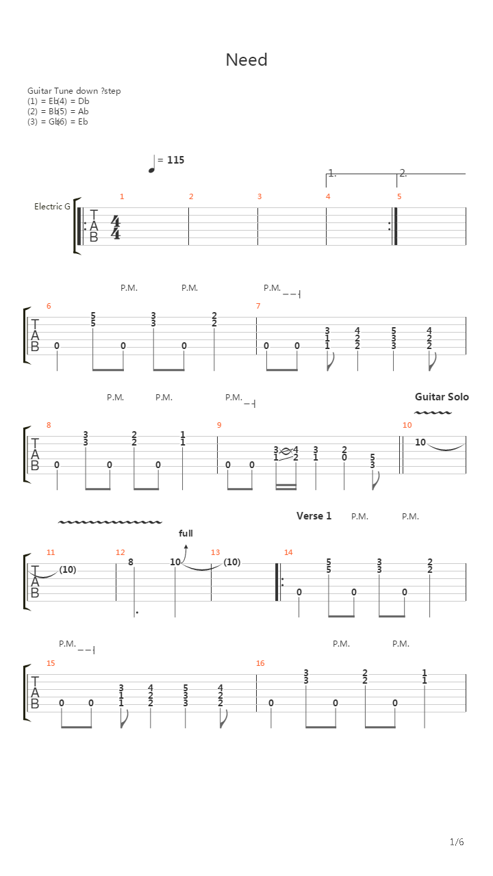 Need吉他谱