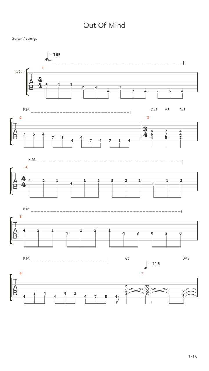Out Of Mind吉他谱