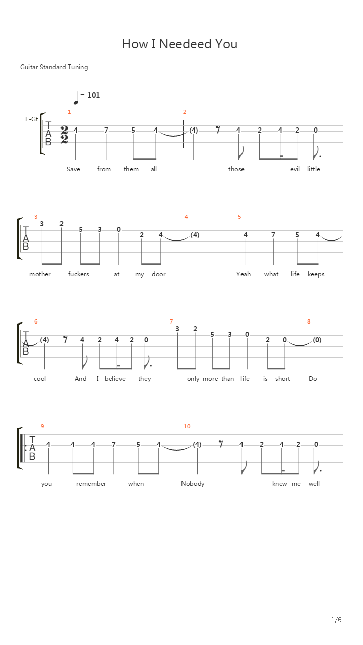 How I Needed You吉他谱
