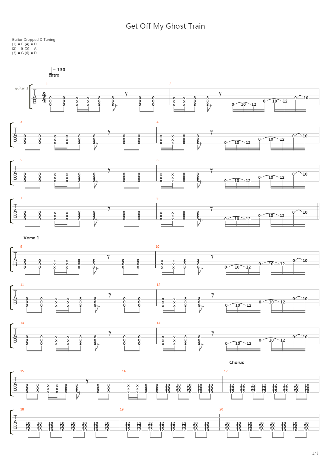 Get Off My Ghost Train吉他谱