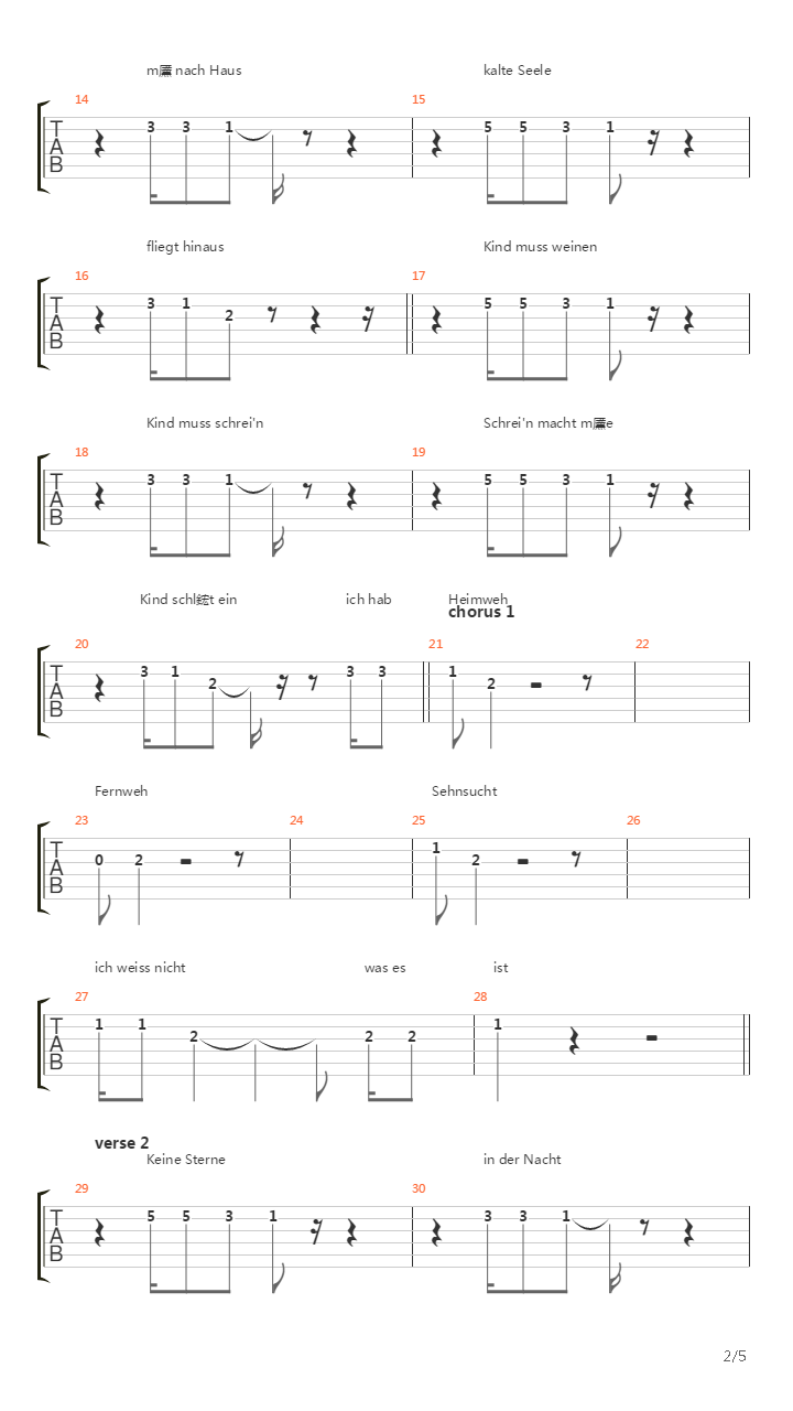 Sehnsucht吉他谱