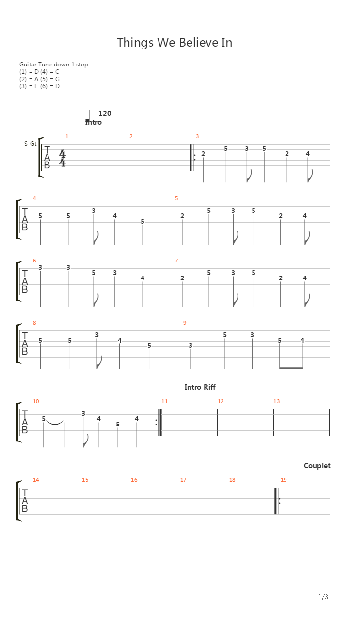The Things We Believe In吉他谱