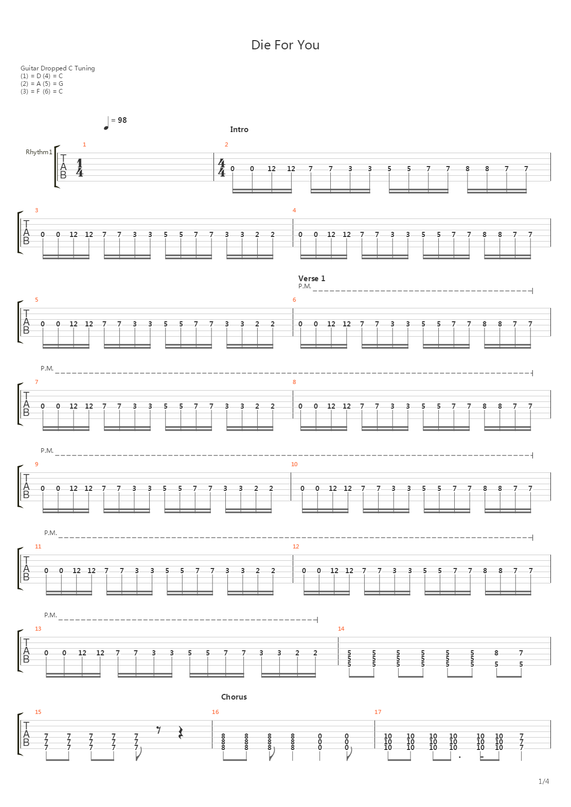 Die For You吉他谱