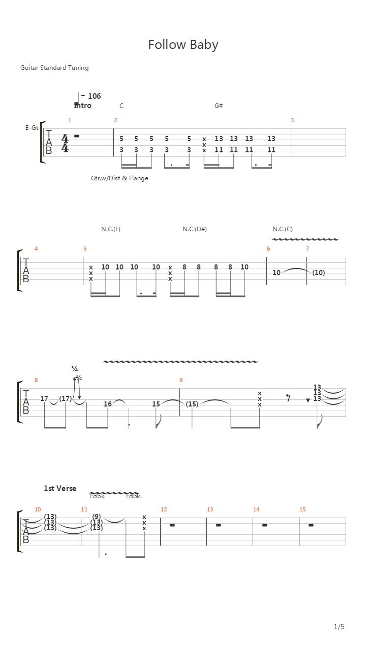 Follow Baby吉他谱