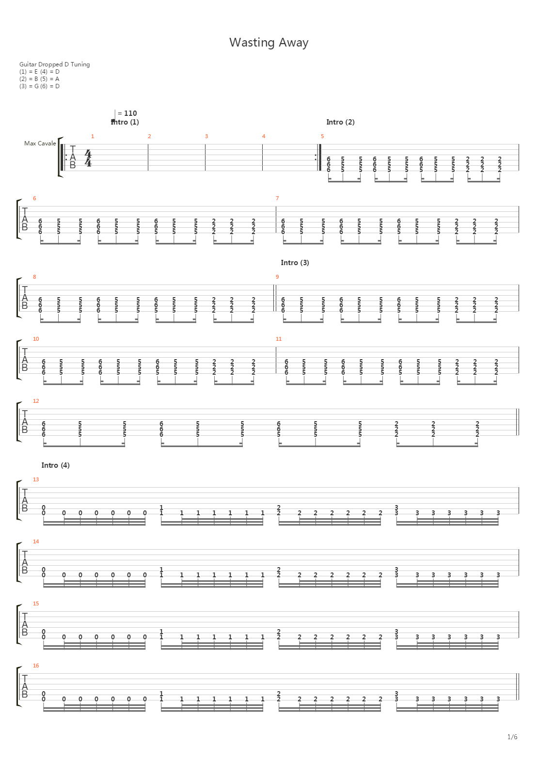 Wasting Away吉他谱