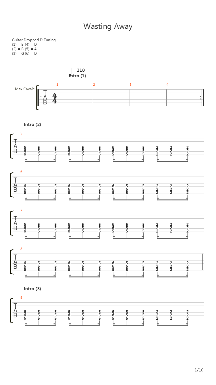 Wasting Away吉他谱