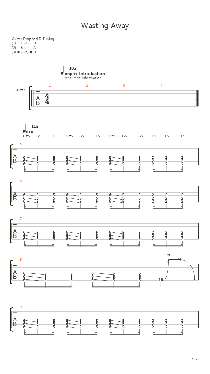 Wasting Away吉他谱