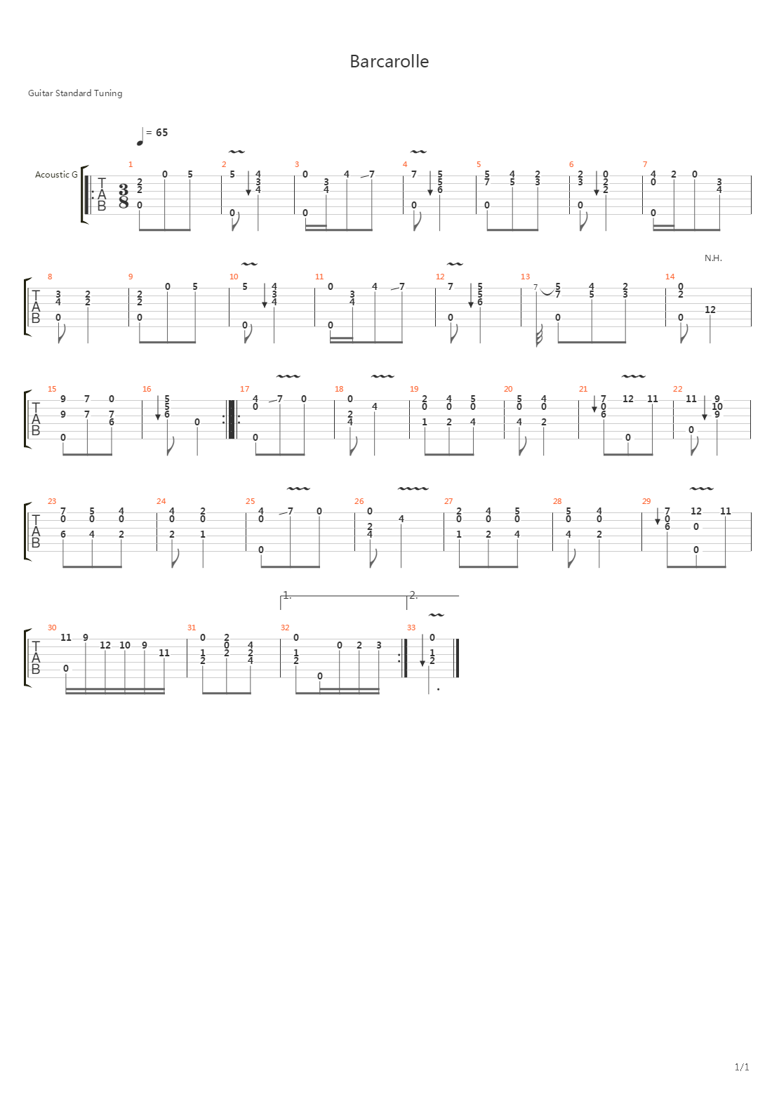 Barcarolle吉他谱