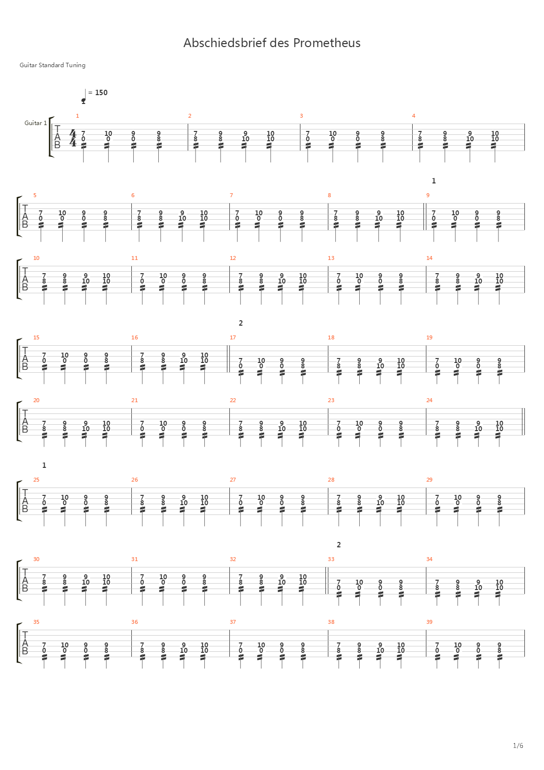 Abschiedsbrief Des Prometheus吉他谱