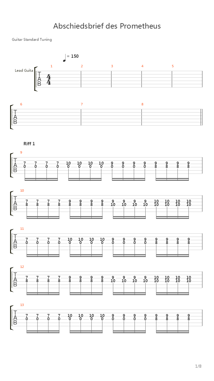 Abschiedsbrief Des Prometheus吉他谱