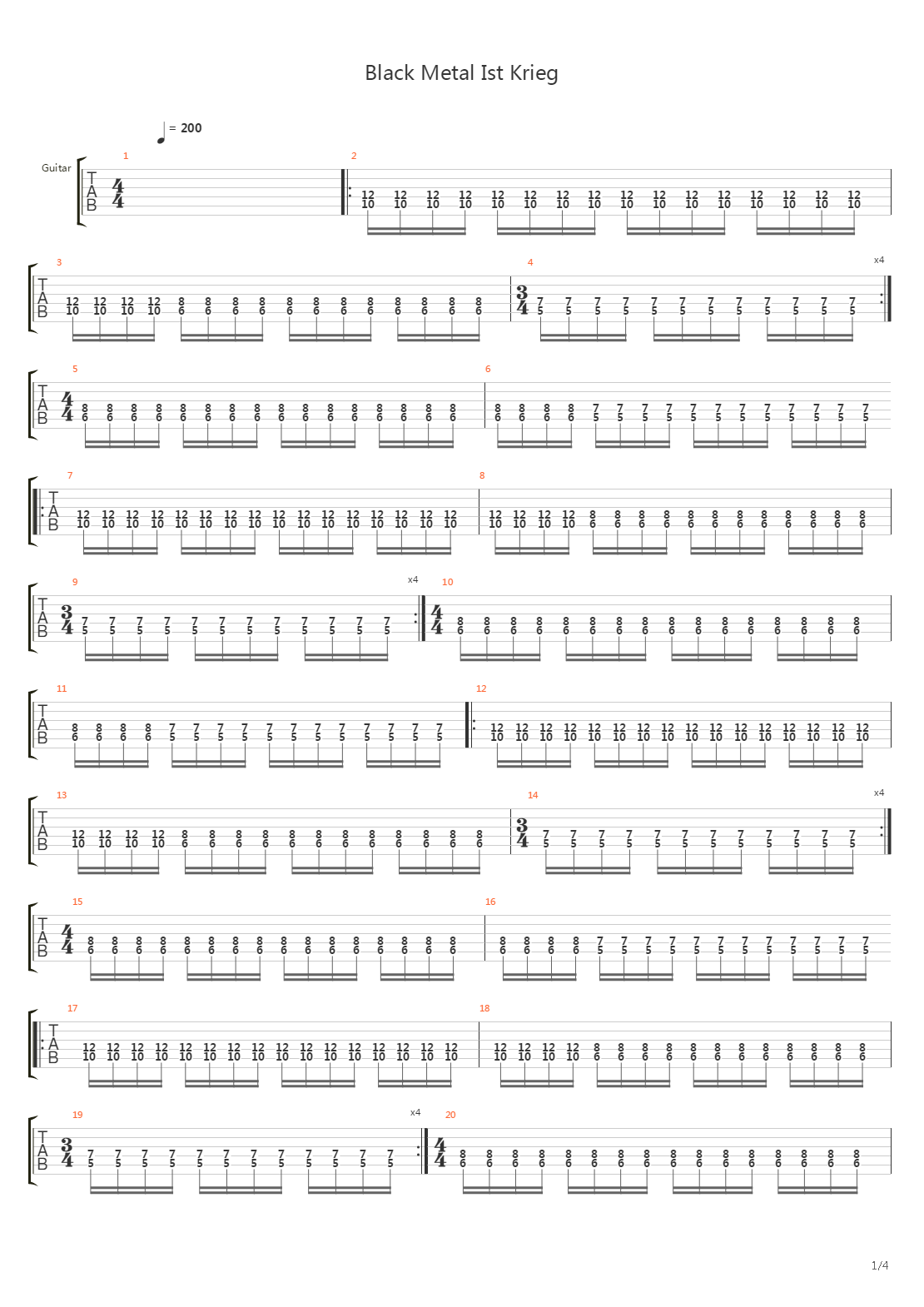 Black Metal Ist Krieg吉他谱