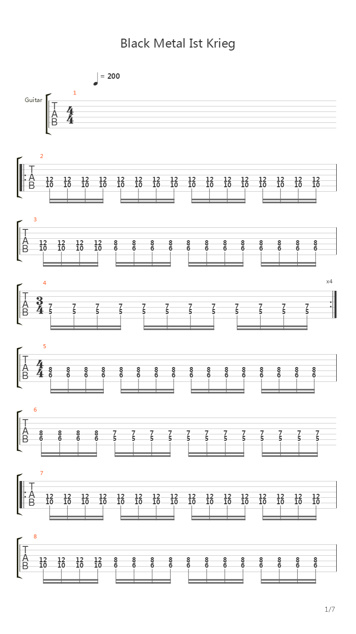 Black Metal Ist Krieg吉他谱