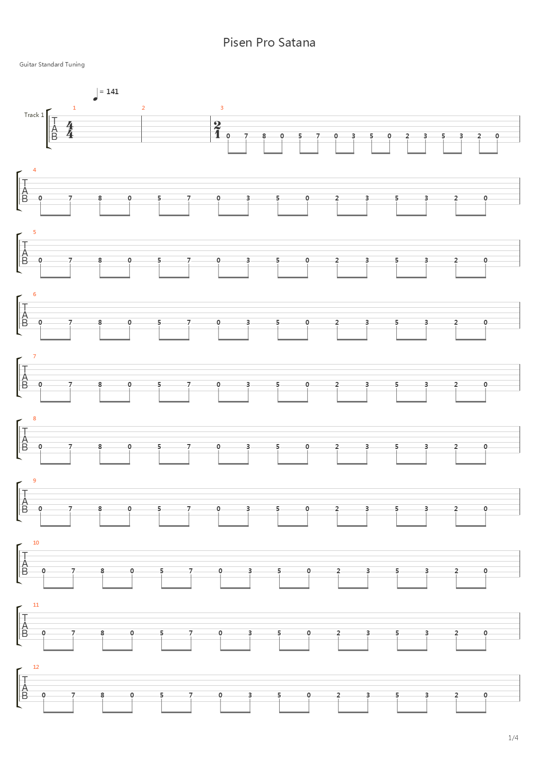 Pisen Pro Satana吉他谱