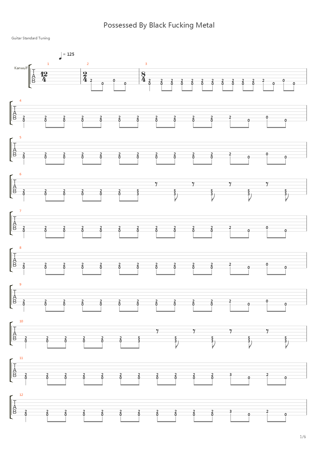 Possessed By Black Fu Metal吉他谱