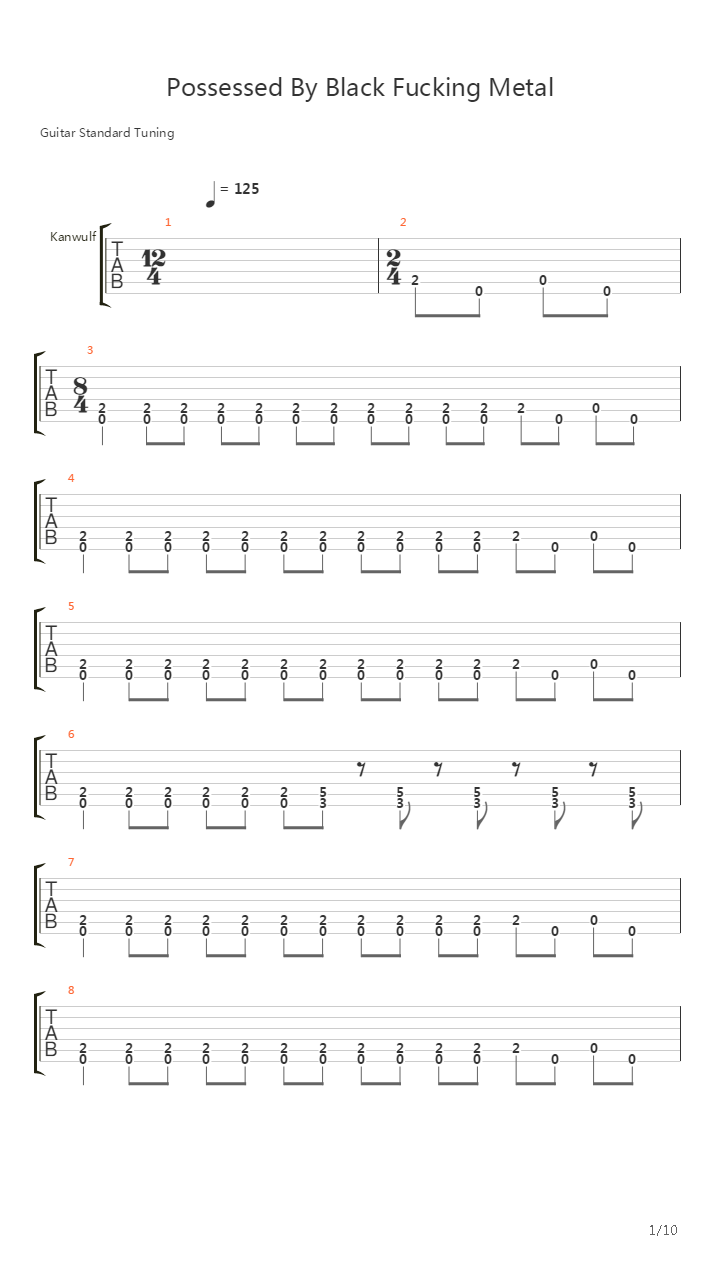 Possessed By Black Fu Metal吉他谱