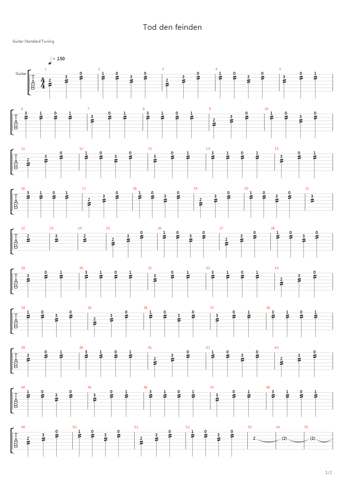 Tod Dein Feinden吉他谱