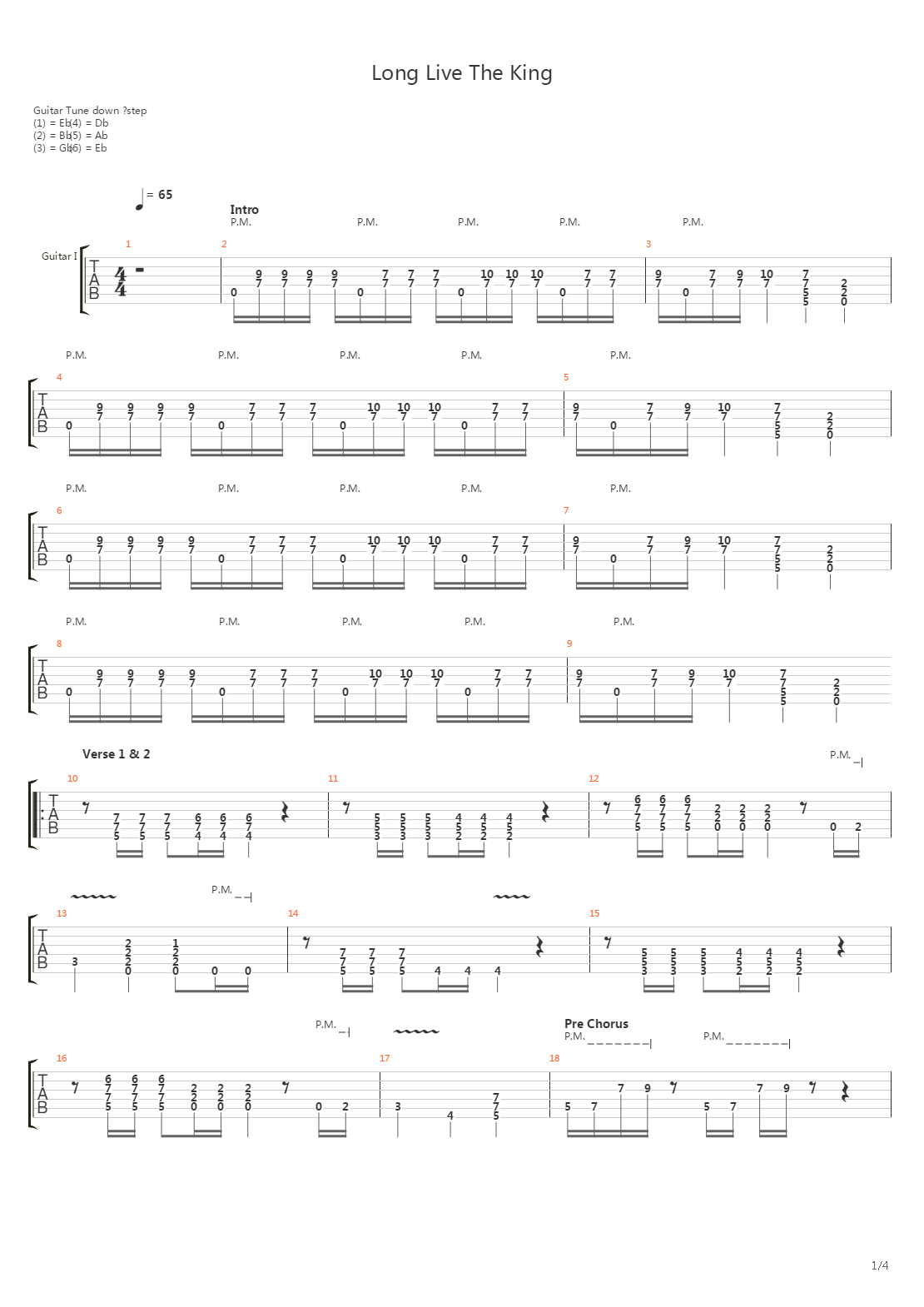 Long Live The King吉他谱