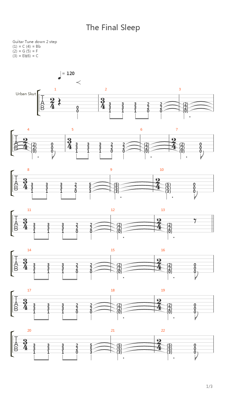 The Final Sleep吉他谱