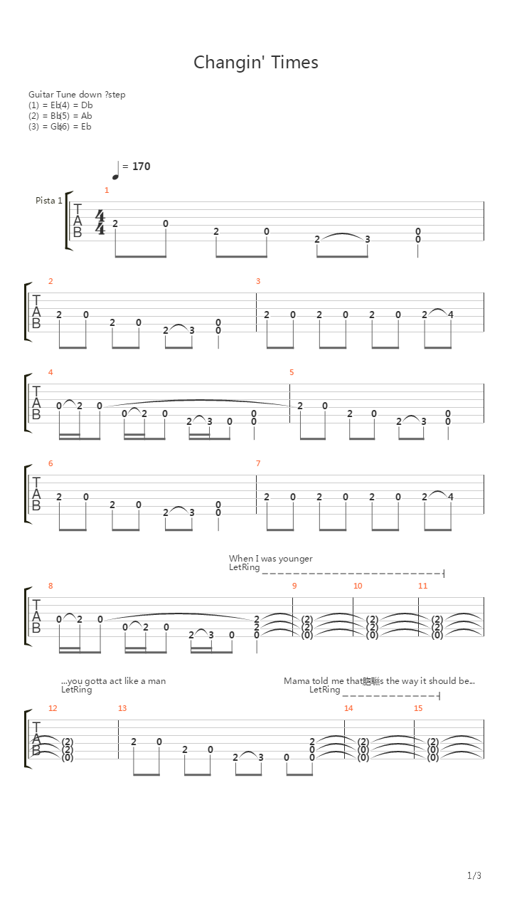 Changin Times吉他谱