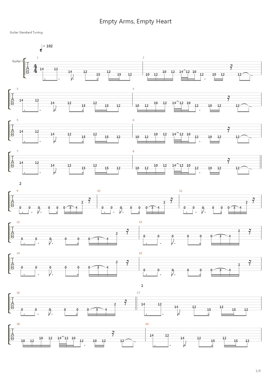Empty Arms Empty Heart吉他谱